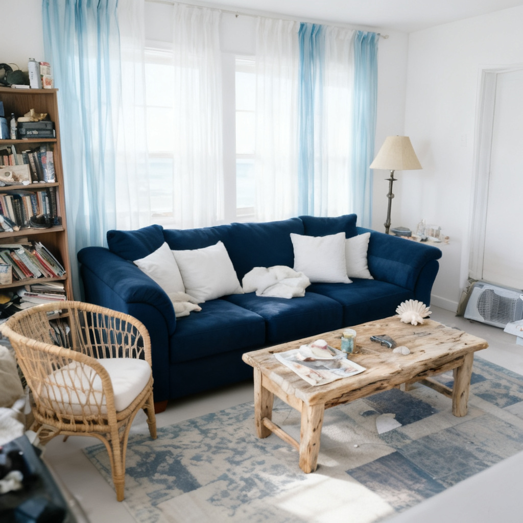Living room after coastal AI redesign